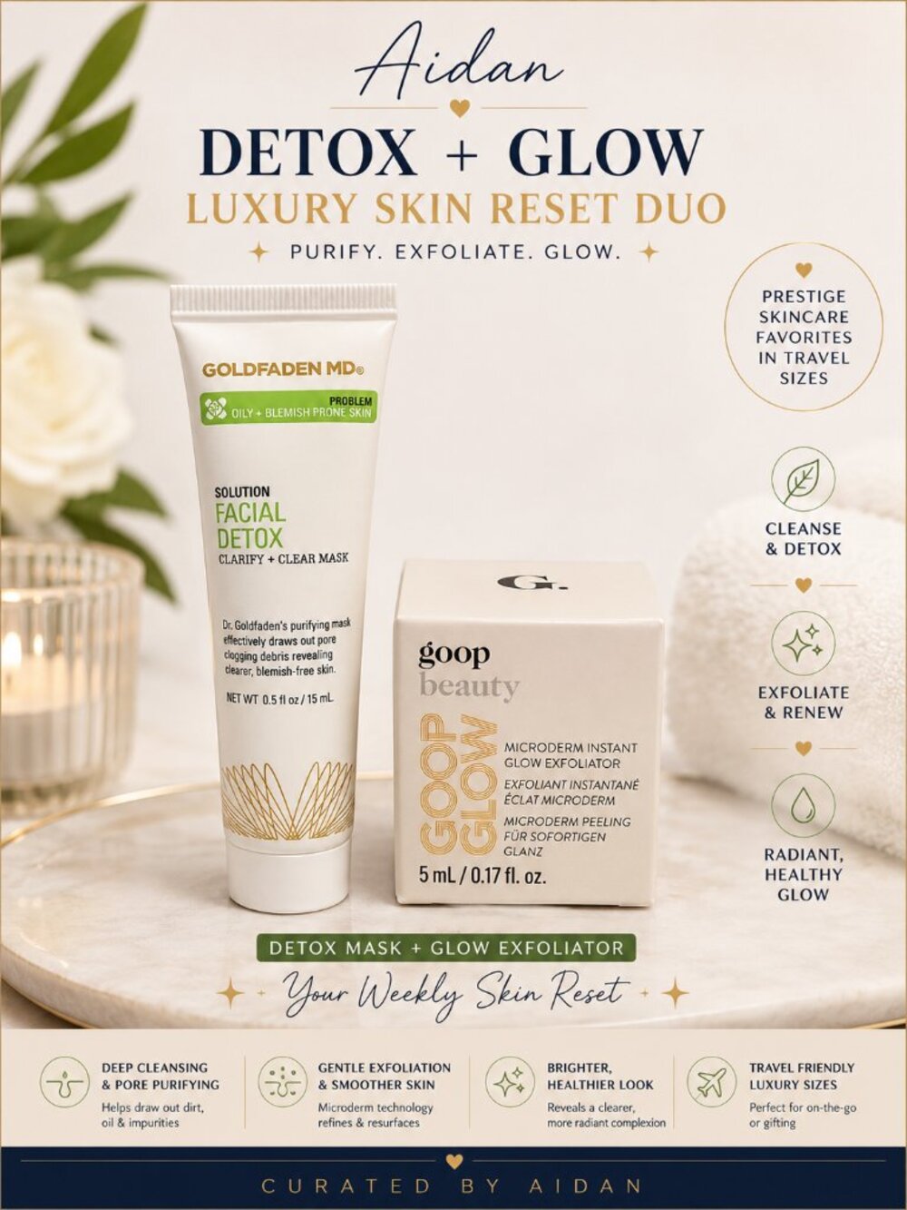 Goldfaden MD Facial Detox Mask 15ml + goop Beauty Microderm Instant Glow Exfolia